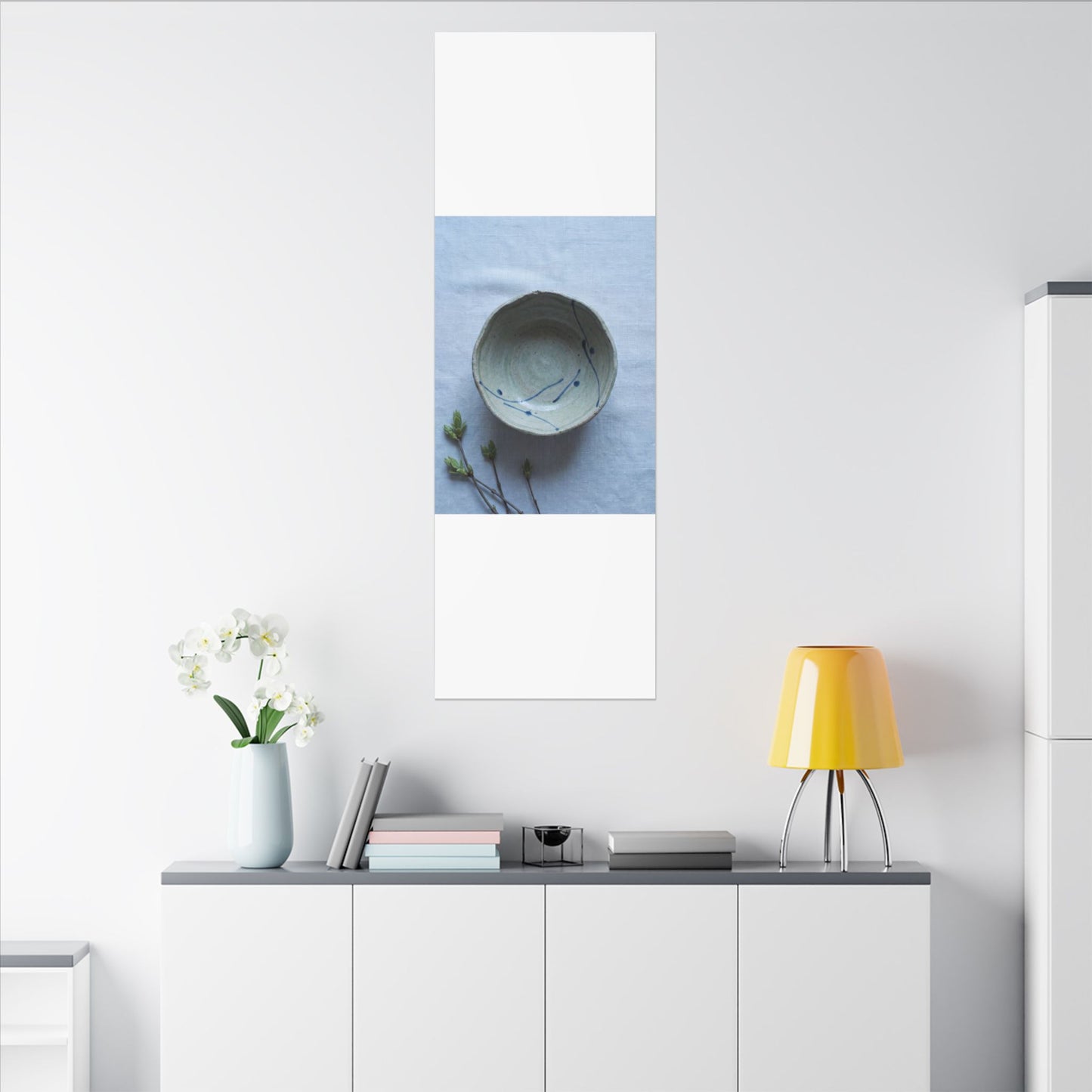 Spring Ceramic Bowl Minimal Line Canvas Art | Warm Decor