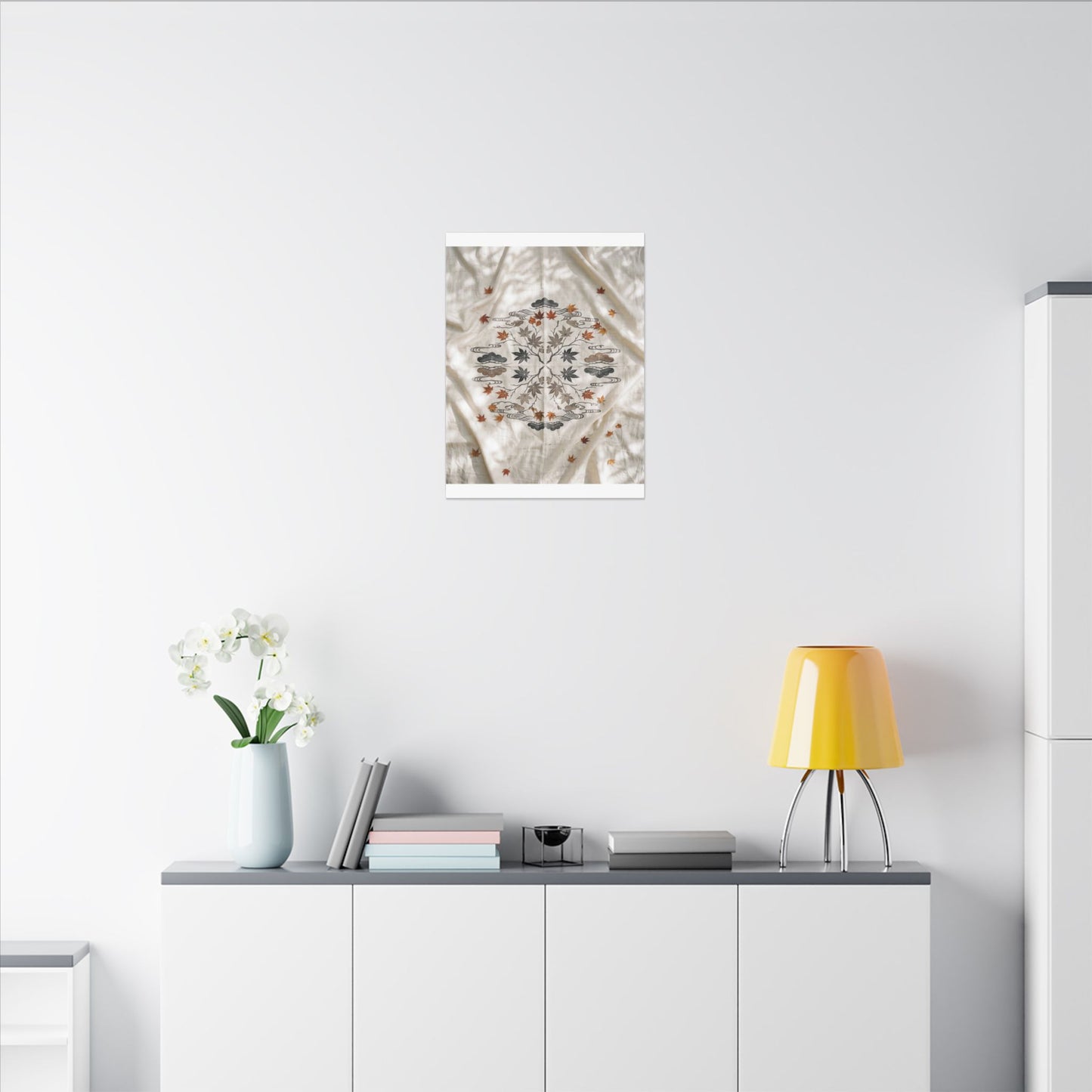 Elegant Silk Drape Canvas Art - Japanese Pattern Japandi