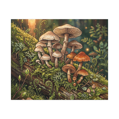 Spring Wild Mushrooms Herbarium Canvas Art | Rustic Decor