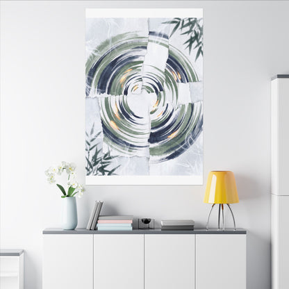 Winter Water Ripple Sumi E Canvas Art | Peaceful Decor