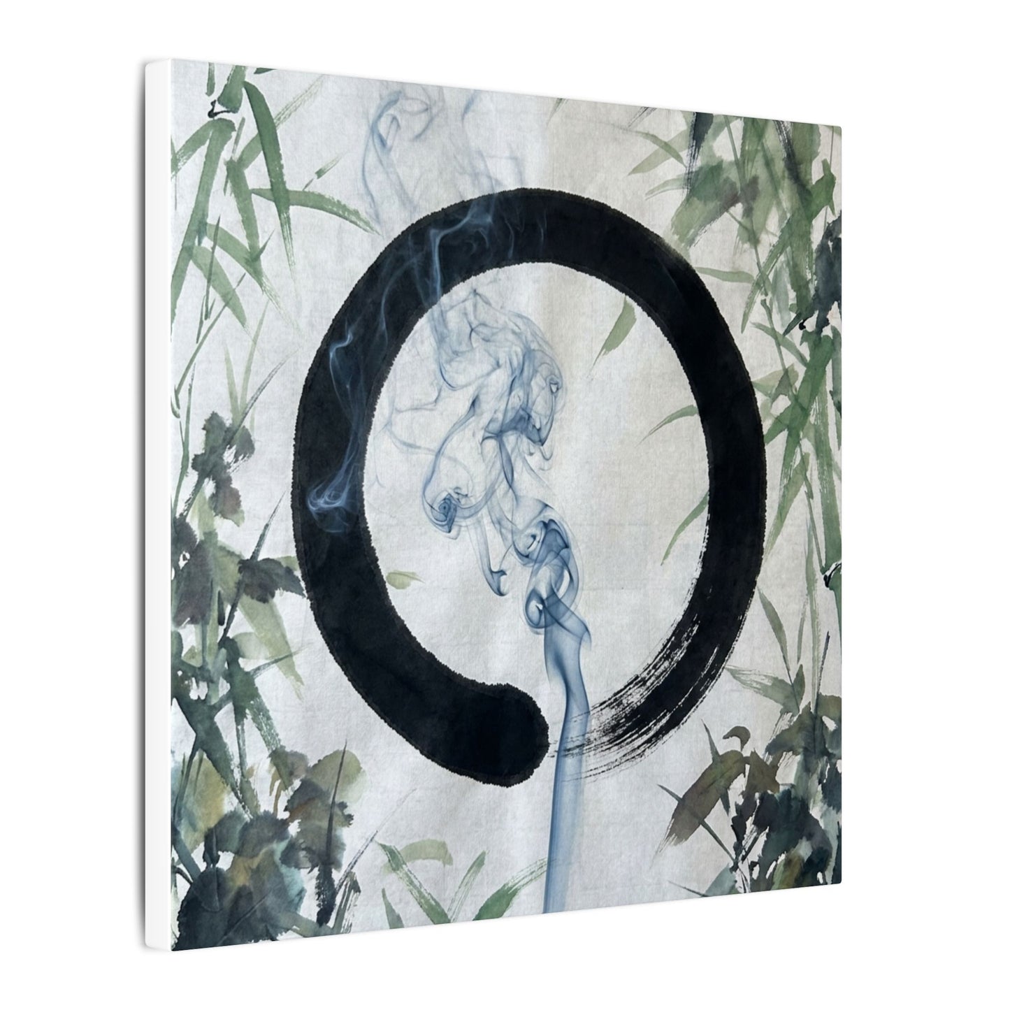 Zen Incense Smoke in Moonlight | Enso Canvas Art