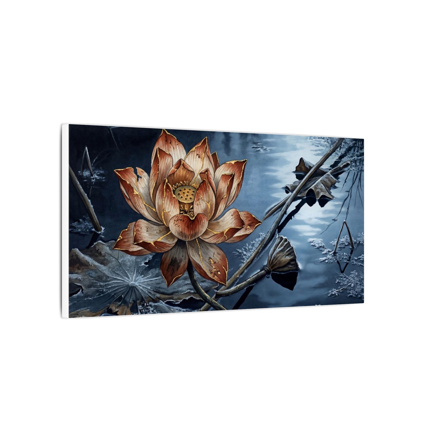 Winter Lotus Flower Broken Beauty Canvas Art | Healing Decor
