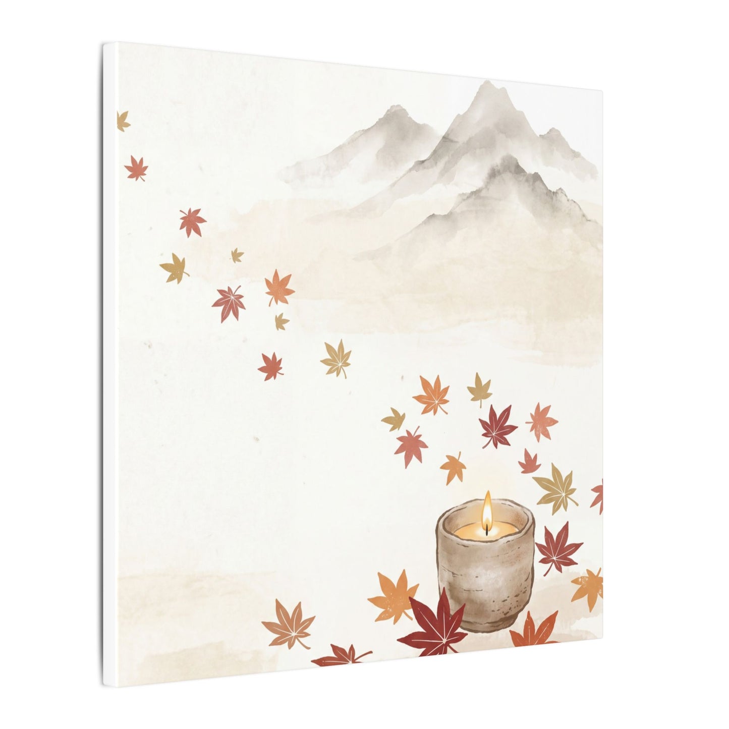 Earthy Mountain Mist Canvas Art - Japanese Pattern Japandi