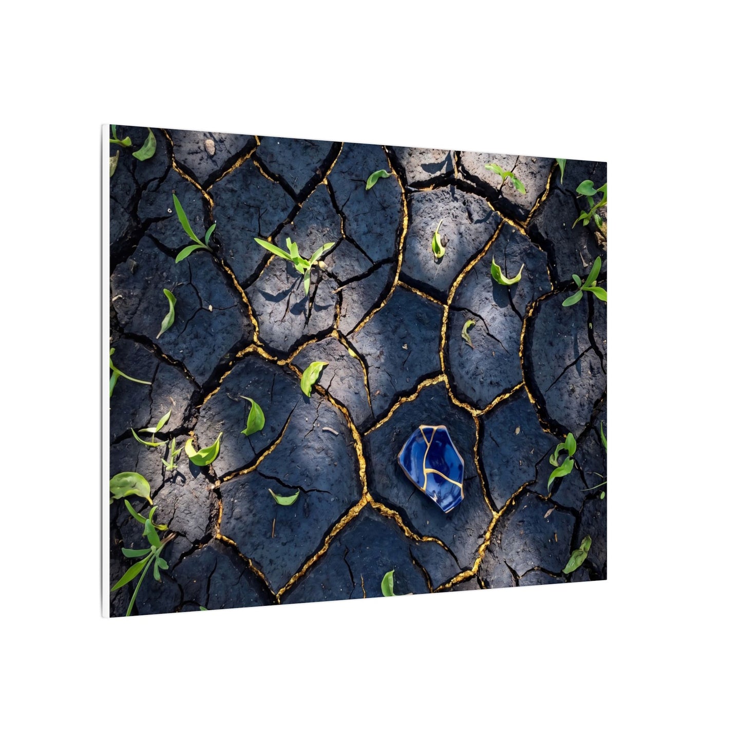 Cracked Earth Canvas Art | Spring Dark Japandi Moody Minimal Art