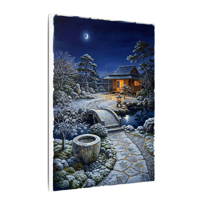 Moonlit Garden Winter Canvas Art | Kintsugi Artful Design