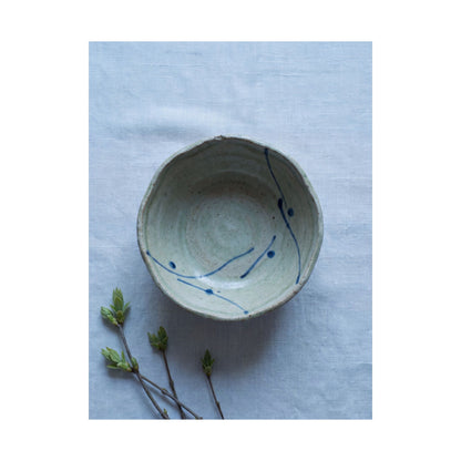 Japandi Ceramic Bowl in Moonlight | Minimal Line Wall Art Print