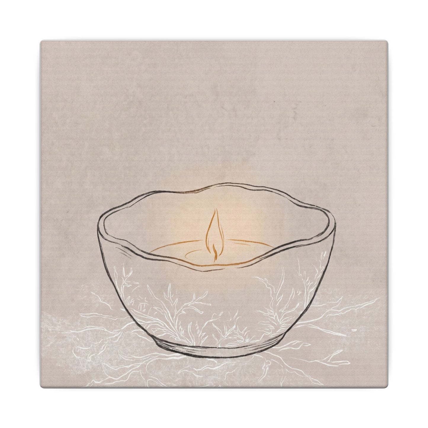 Ceramic Bowl Minimal Line Canvas Art | Neutral Japandi Art