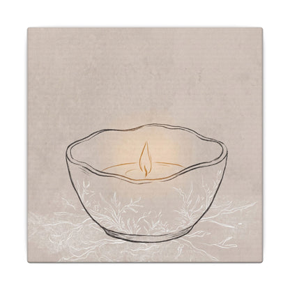 Ceramic Bowl Minimal Line Canvas Art | Neutral Japandi Art
