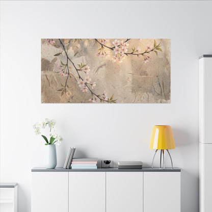 Summer Cherry Blossom Texture Canvas Art | Neutral Decor