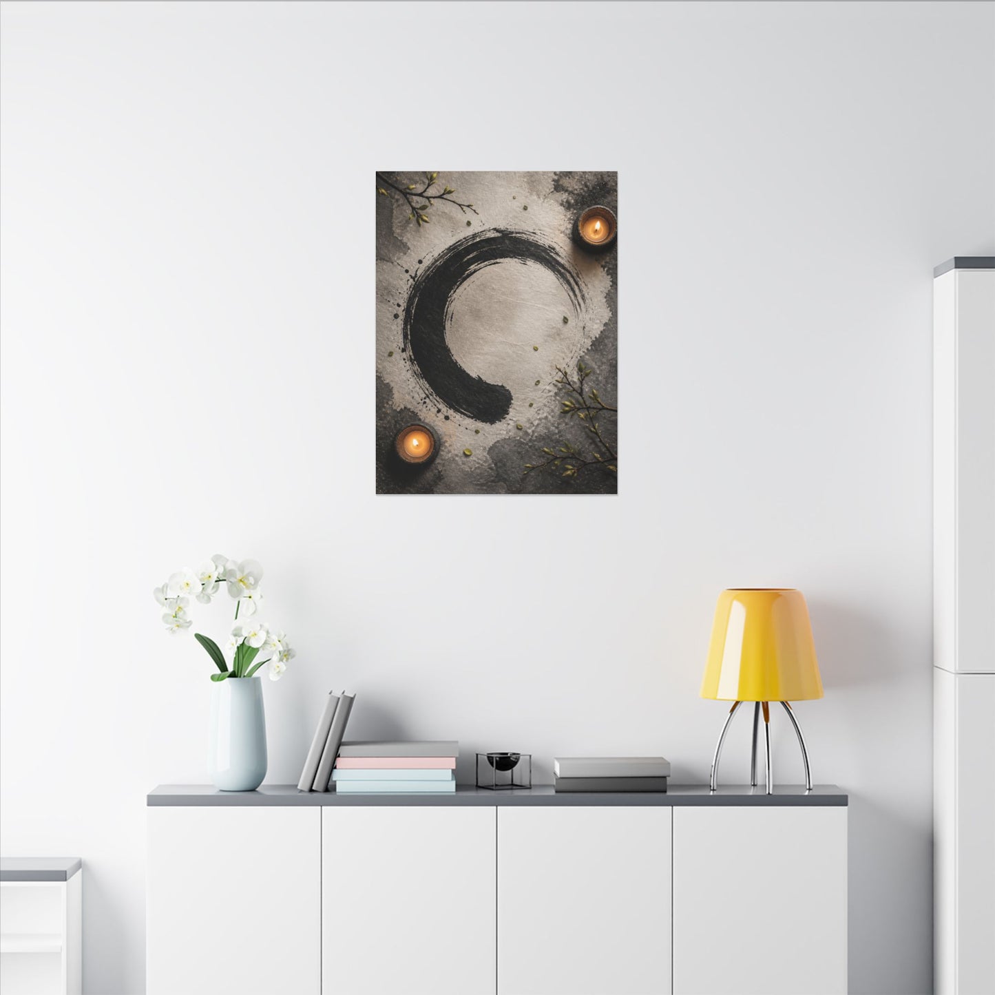Candlelight Ink Brushstroke Canvas Art - Zen Ma
