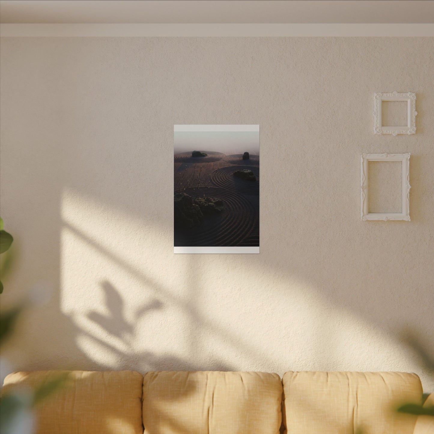 Spring Rock Garden Shadow Zen Canvas Art | Luxurious Decor