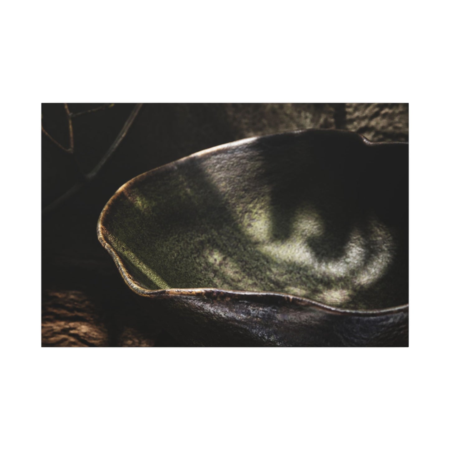 Sophisticated Ceramic Bowl Canvas Art - Dark Texture Dark Japandi