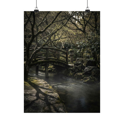 Bold Wooden Bridge Wall Art Print - Shadow Zen Dark Japandi