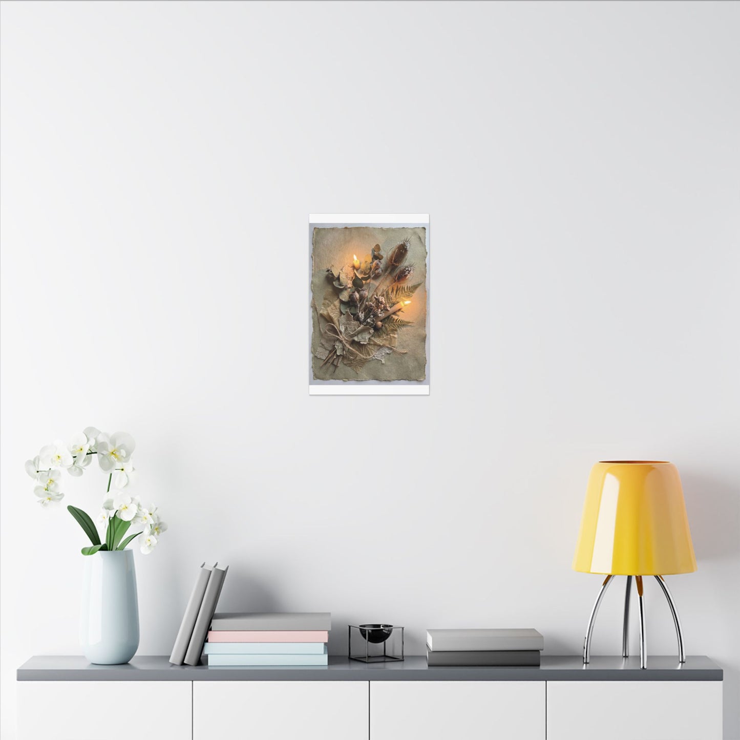 Dried Flowers Texture Canvas Art | Warm Japandi Art