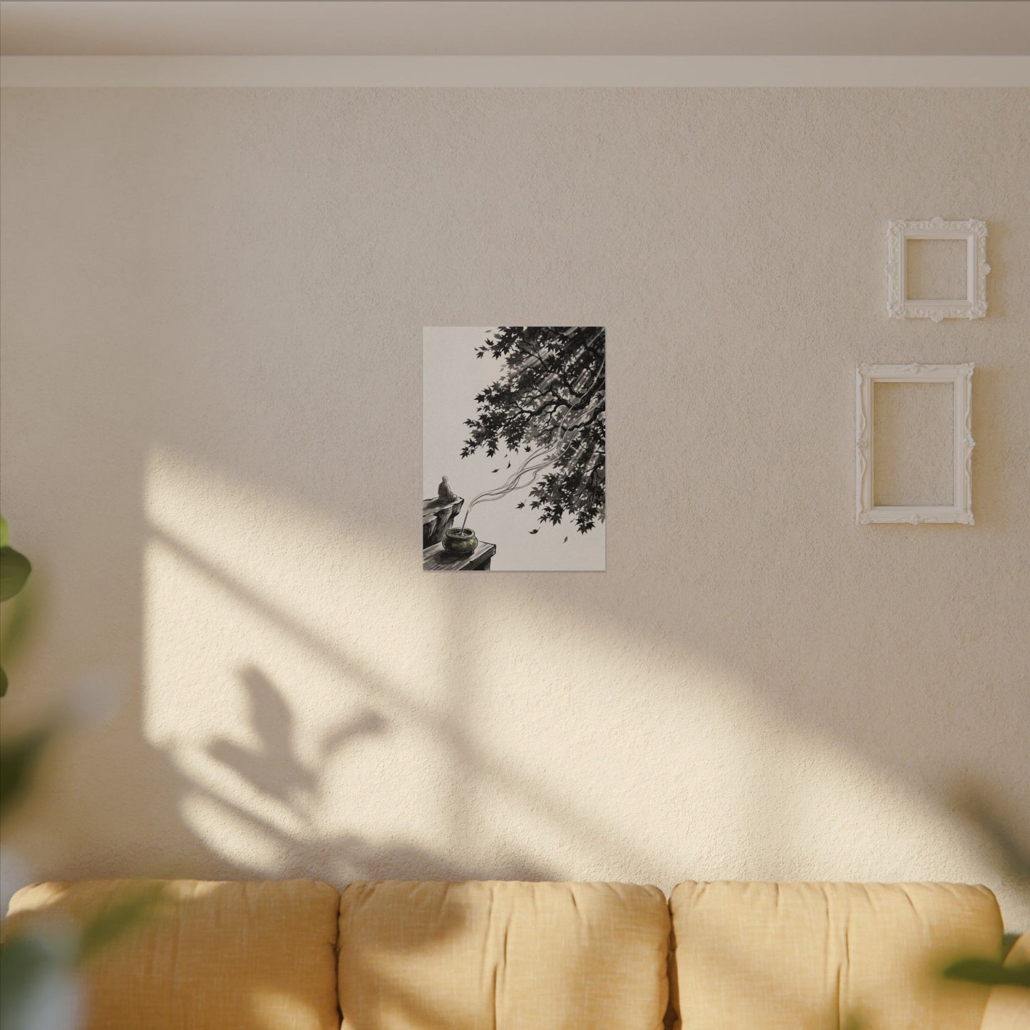 Serene Incense Smoke Canvas Art - Ukiyo E Inspired Zen