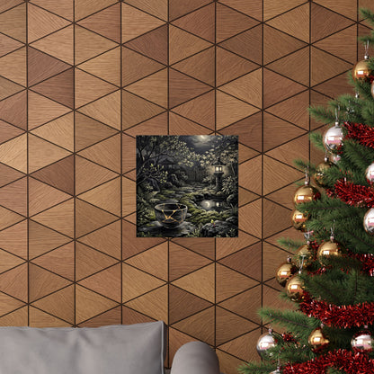 Kintsugi Moonlit Garden in Dappled | Gold Repair Wall Art Print