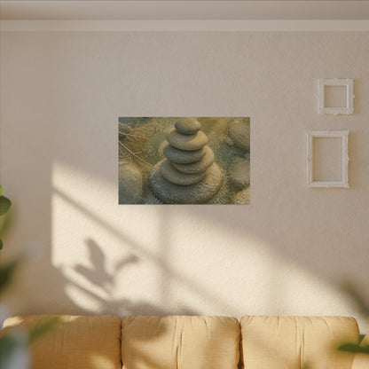 River Stones Watercolor Canvas Art | Elegant Japandi Art