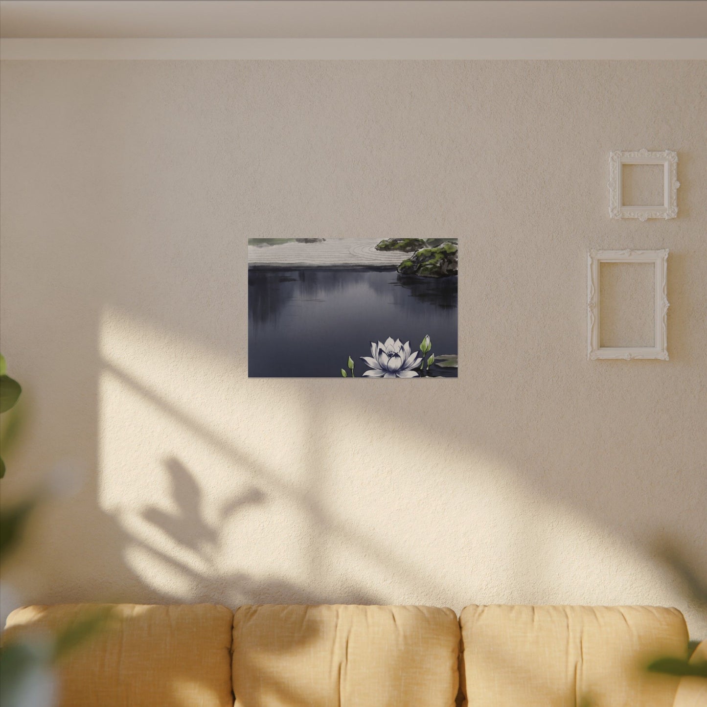 Lotus Flower Karesansui Canvas Art | Tranquil Zen Art