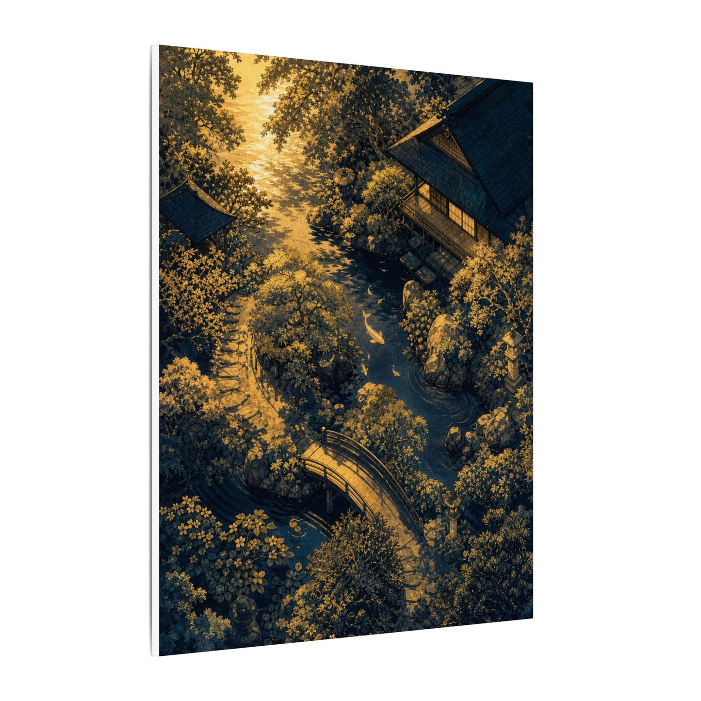 Contemplative Moonlit Garden Canvas Art - Ukiyo E Inspired Zen