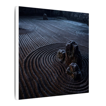 Moonlight Rock Garden Canvas Art - Dark Japandi Seijaku