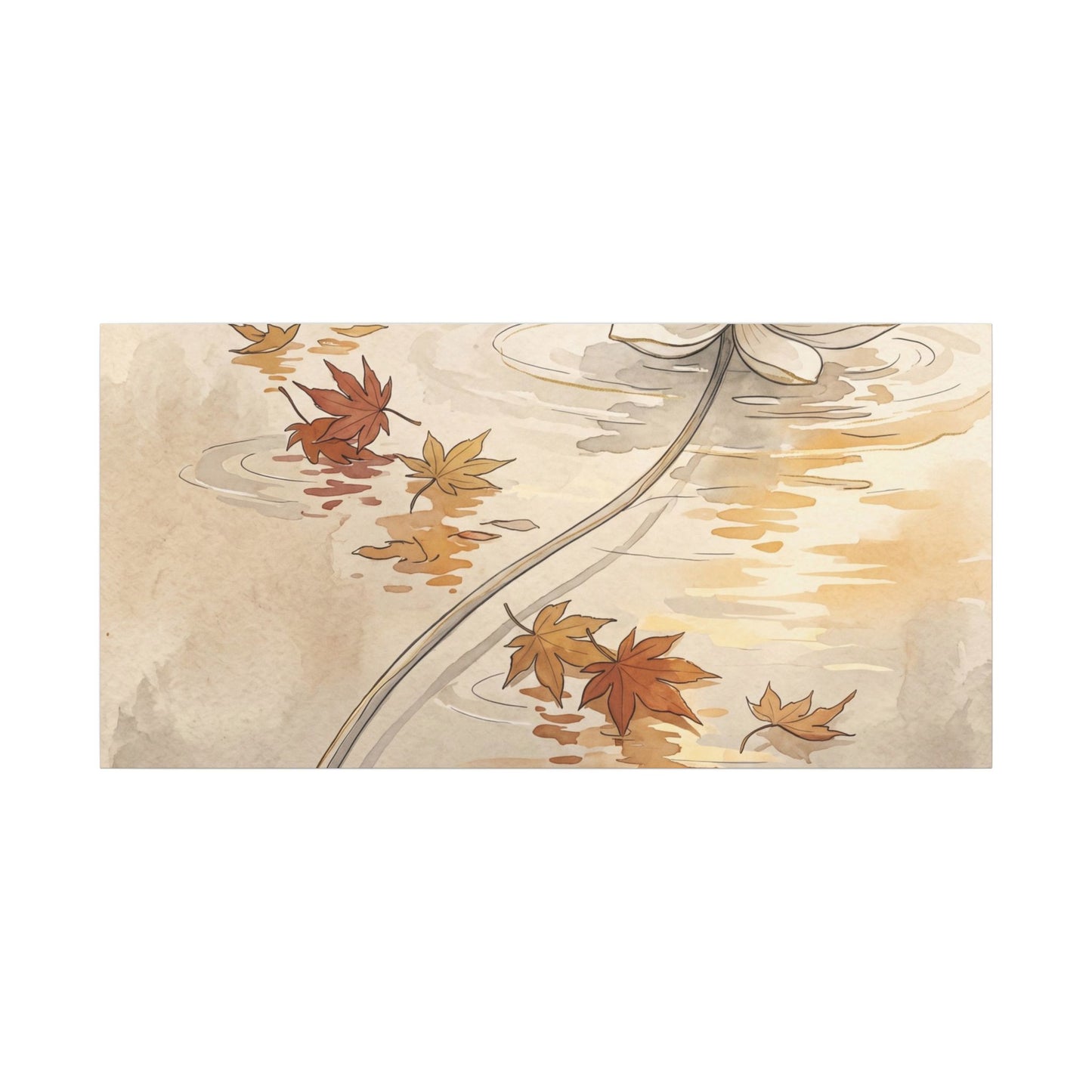 Lotus Flower Canvas Art | Autumn Japandi Minimal Line Art