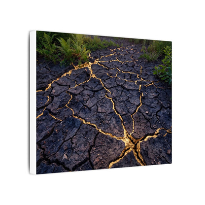 Cracked Earth Canvas Art | Summer Kintsugi Crackle Gold Art