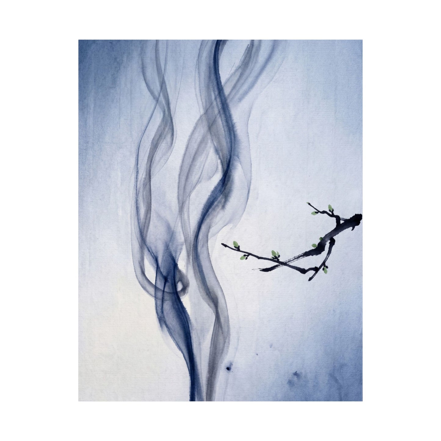 Datsuzoku Incense Smoke Wall Art Print - Zen Sumi E