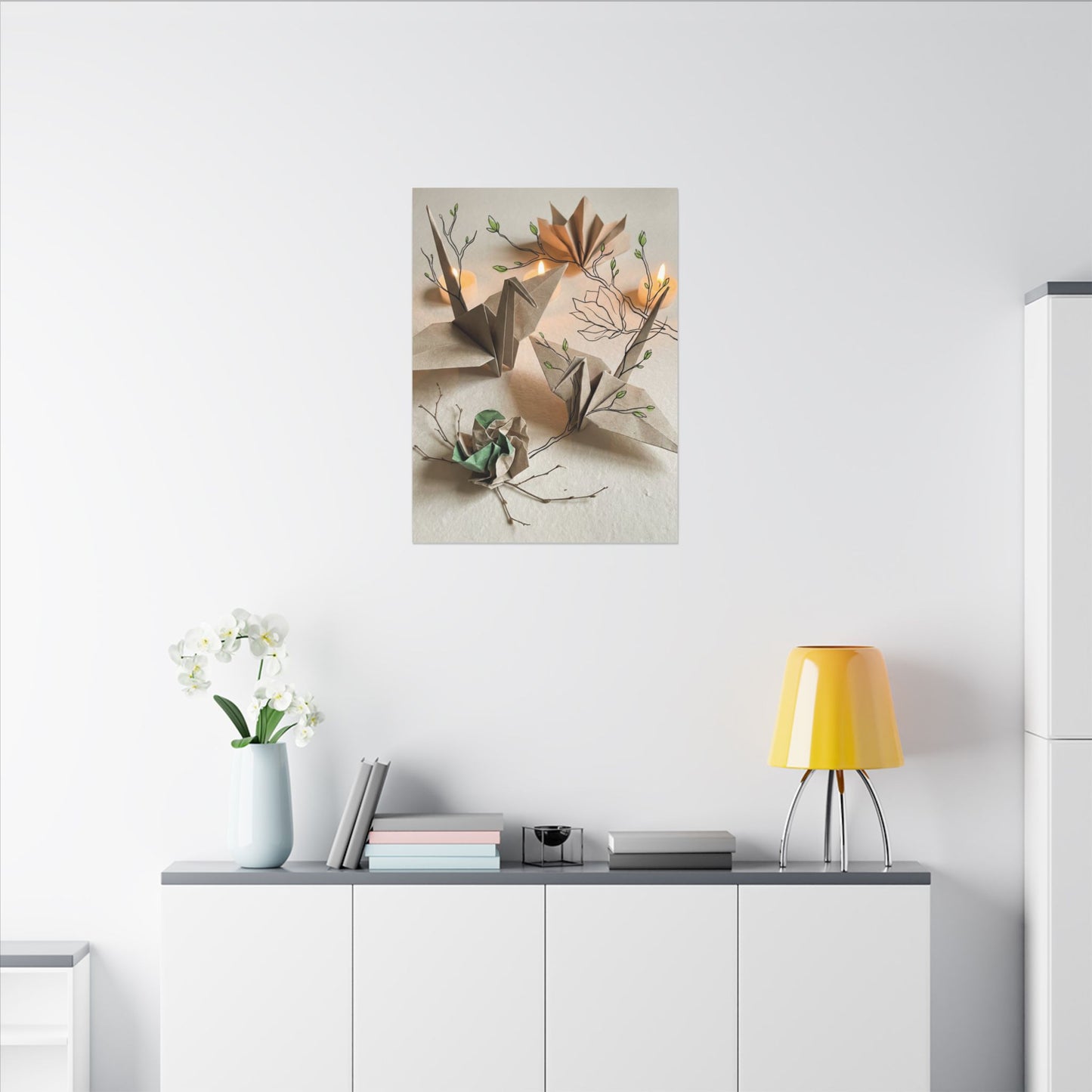 Paper Fold Spring Canvas Art | Japandi Earthy Design