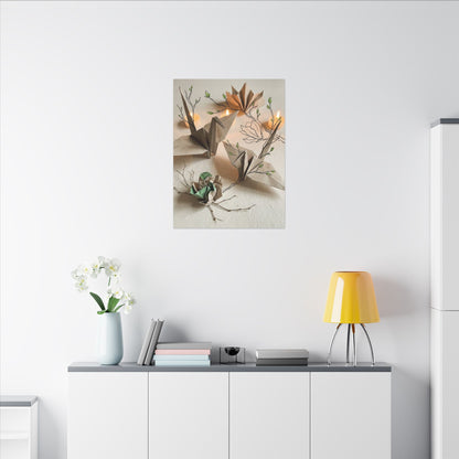 Paper Fold Spring Canvas Art | Japandi Earthy Design
