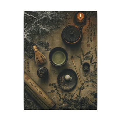Tea Ceremony Canvas Art | Winter Zen Ukiyo E Inspired Art
