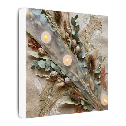 Candlelight Dried Flowers Canvas Art - Japandi Kanso