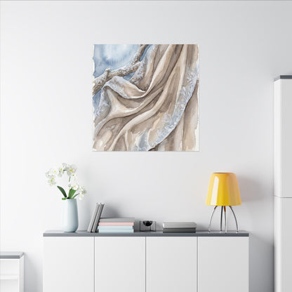 Silk Drape Winter Canvas Art | Japandi Cozy Design