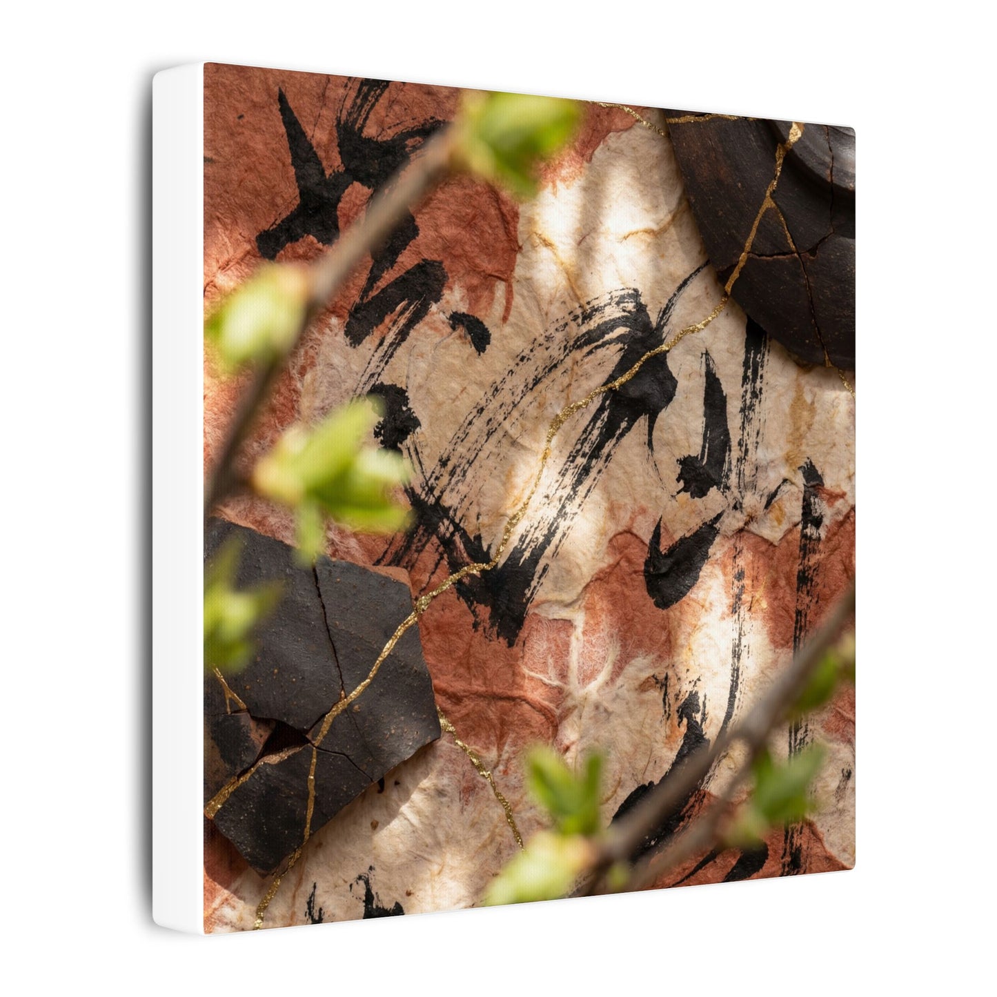 Datsuzoku Ink Brushstroke Canvas Art - Kintsugi Gold Repair