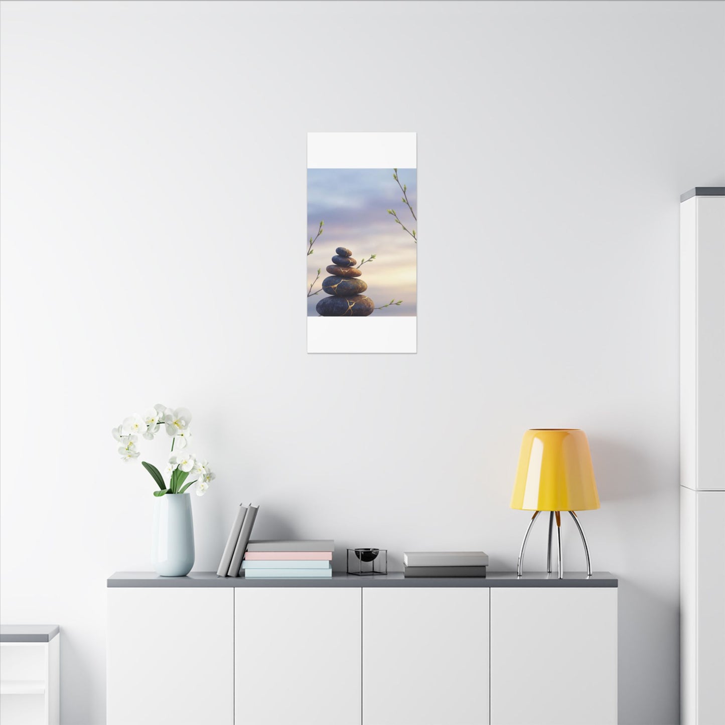 Spring River Stones Gold Vein Canvas Art | Philosophical Decor