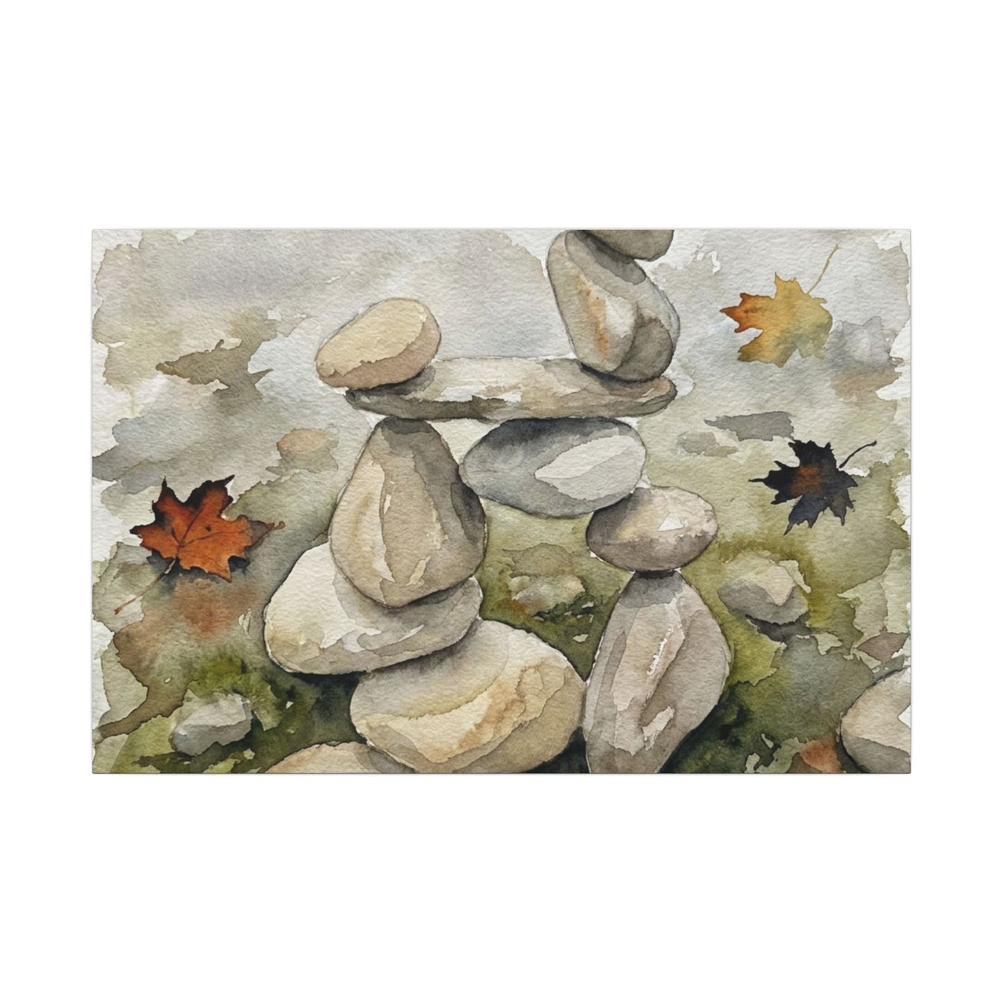 Overcast River Stones Canvas Art - Japandi Fukinsei