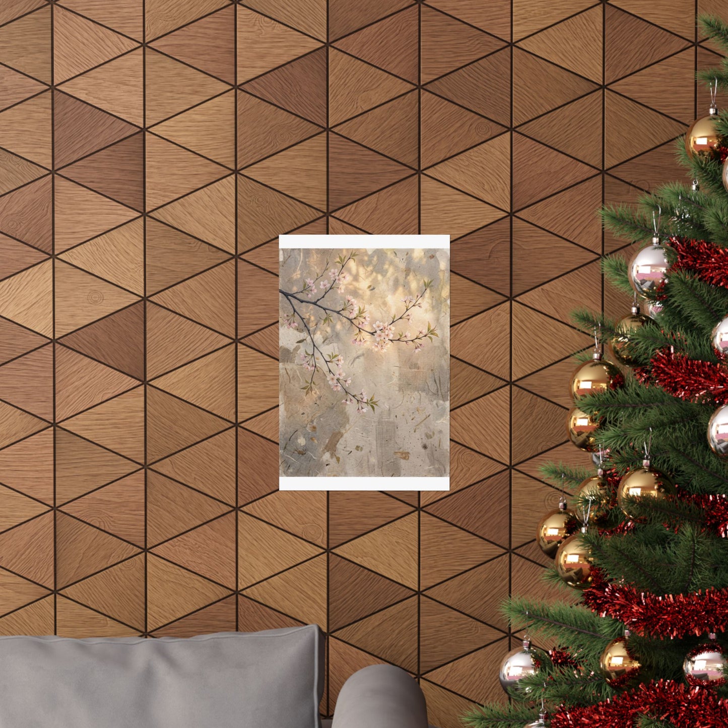 Warm Cherry Blossom Wall Art Print - Texture Japandi
