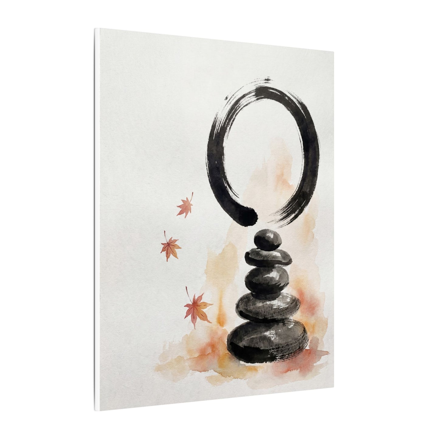 River Stones Canvas Art | Autumn Zen Enso Art