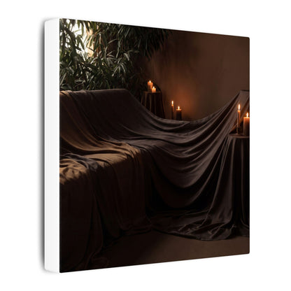 Candlelight Silk Drape Canvas Art - Dark Japandi Ma