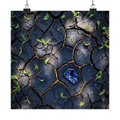 Cracked Earth Wall Art Print | Spring Dark Japandi Moody Minimal Art Art Print