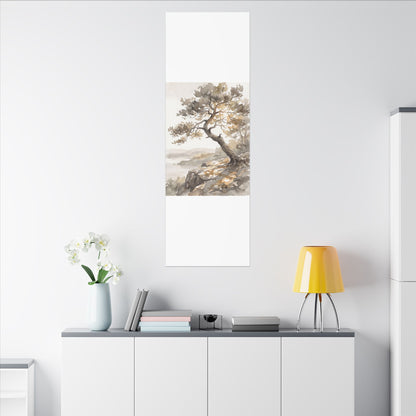 Pine Tree Watercolor Canvas Art | Elegant Japandi Art