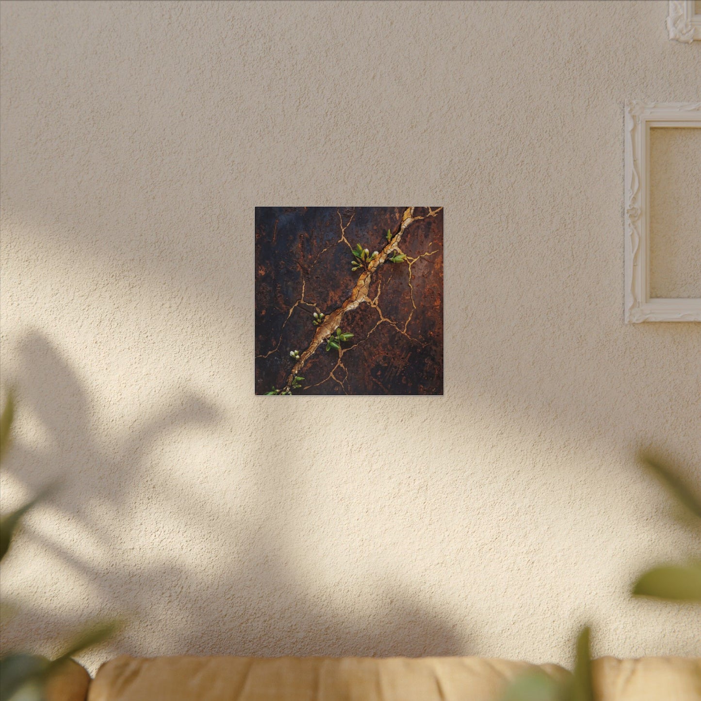 Rust Patina Spring Canvas Art | Kintsugi Resilient Design
