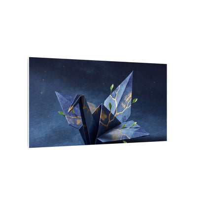 Kintsugi Paper Fold in Moonlight | Crackle Gold Canvas Art