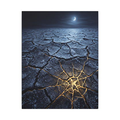 Moonlight Cracked Earth Canvas Art - Kintsugi Mono No Aware