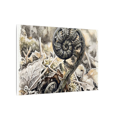 Japandi Fern Unfurling in Golden Hour | Watercolor Canvas Art
