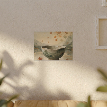 Autumn Ceramic Bowl Watercolor Canvas Art | Cozy Decor