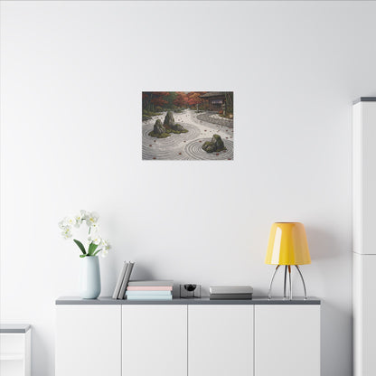 Autumn Rock Garden Ukiyo E Inspired Canvas Art | Peaceful Decor