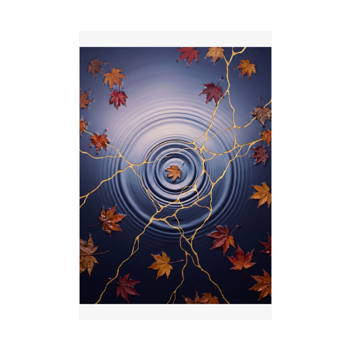 Water Ripple Autumn Wall Art Print | Kintsugi Healing Design