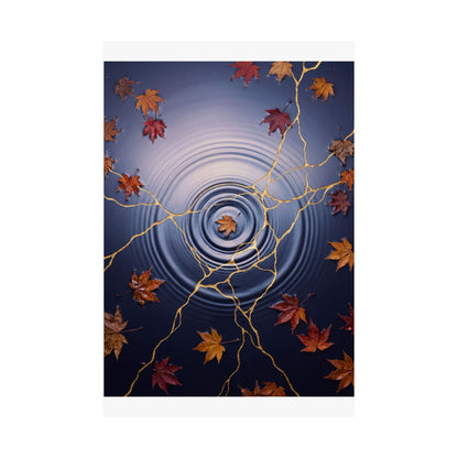 Water Ripple Autumn Wall Art Print | Kintsugi Healing Design