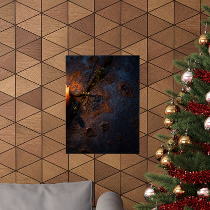 Dark Japandi Rust Patina in Candlelight | Charcoal Ink Wall Art Print