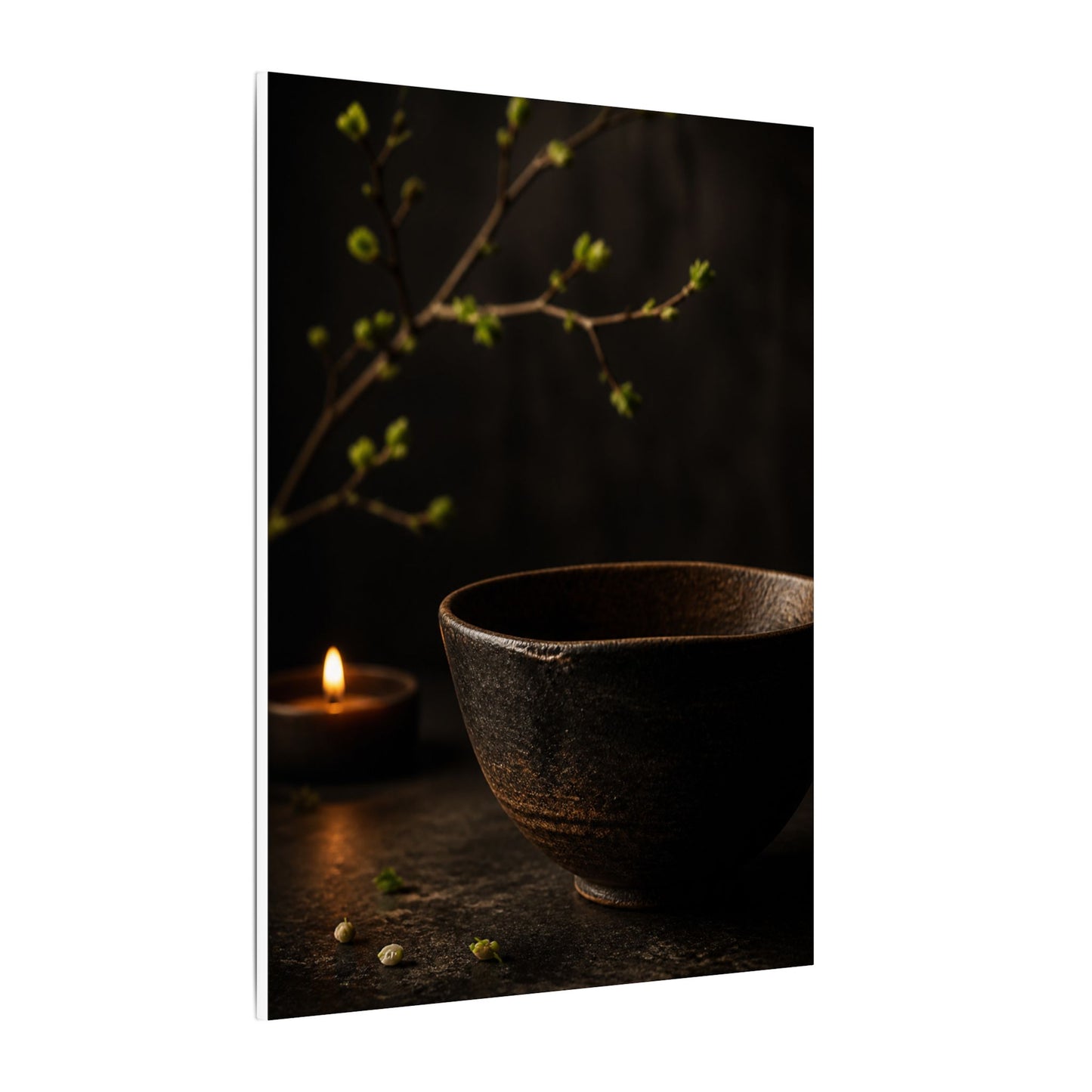 Moody Ceramic Bowl Canvas Art - Shadow Zen Dark Japandi
